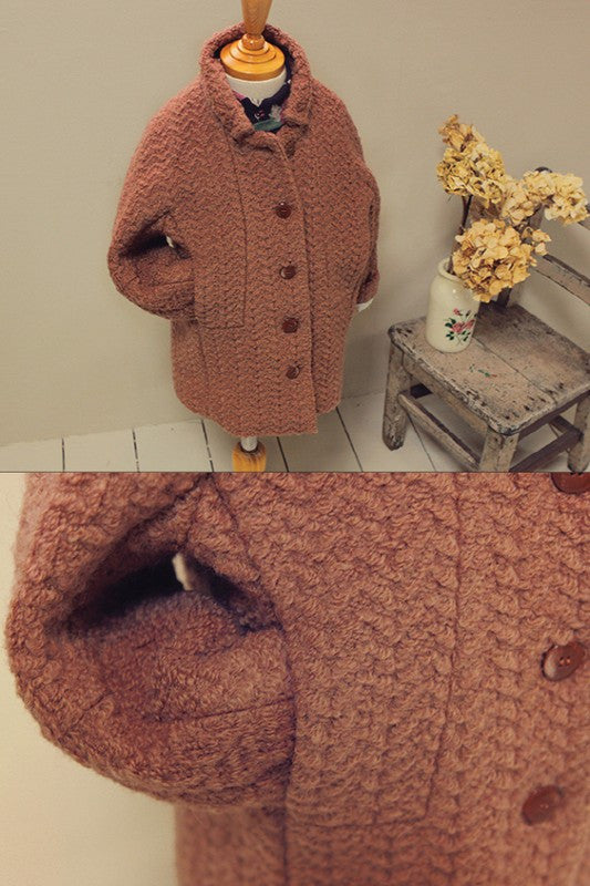 Unisex Cable Knit Buttoned Coat