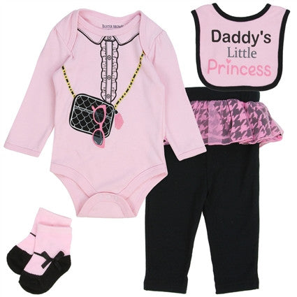 BUSTER BROWN GIRLS 0-9M NEWBORN 4-PIECE LAYETTE SET