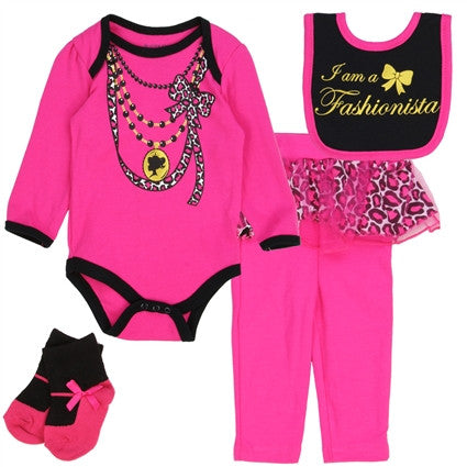 BUSTER BROWN GIRLS 0-9M NEWBORN 4-PIECE LAYETTE SET